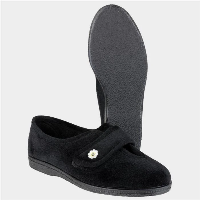 Mirak Andrea Womens Black Easy Fasten Slipper 4 Mirak Andrea Womens Black Easy Fasten Slipper - Image 2