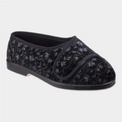 GBS Nola Womens Black Extra Wide Fit Slipper