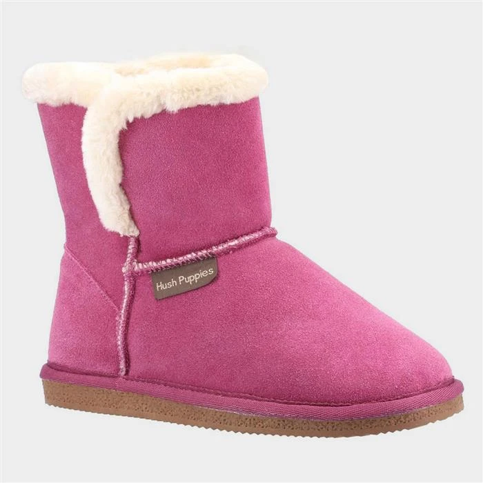 Hush Puppies Ashleigh Womens Pink Leather Bootie 3 Hush Puppies Ashleigh Womens Pink Leather Bootie