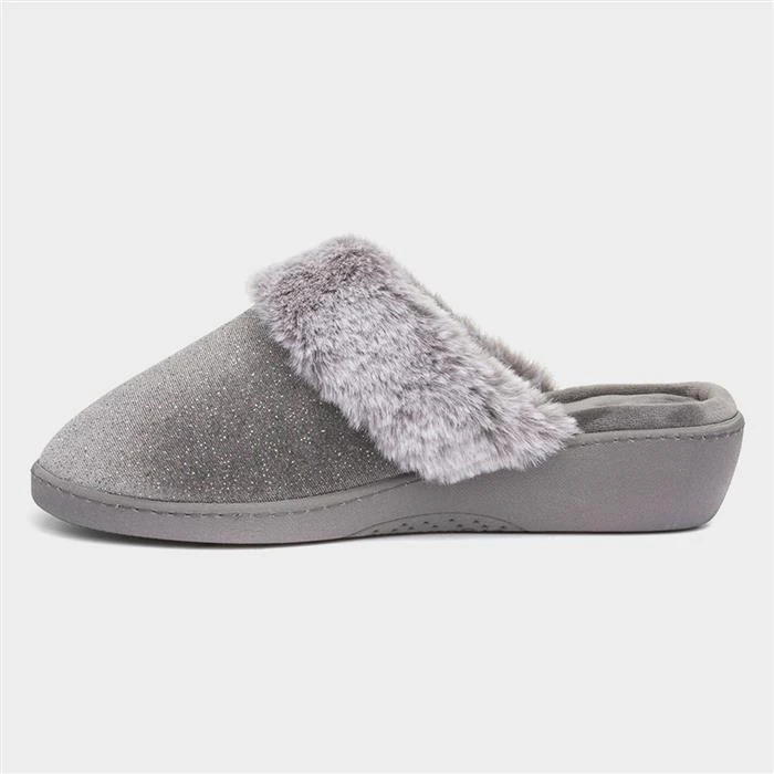 Totes Womens Grey Sparkle Mule Slipper 4 Totes Womens Grey Sparkle Mule Slipper - Image 2