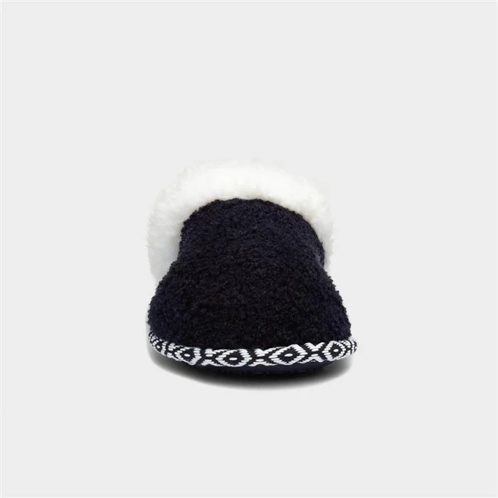 Totes Swept Back Womens Navy Bobble Mule Slipper 3 Totes Swept Back Womens Navy Bobble Mule Slipper