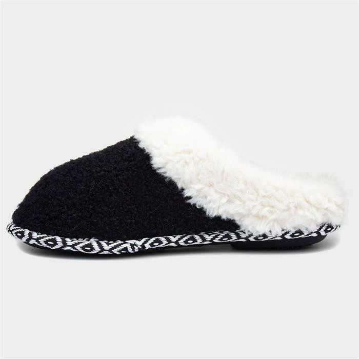 Totes Swept Back Womens Navy Bobble Mule Slipper 4 Totes Swept Back Womens Navy Bobble Mule Slipper - Image 2