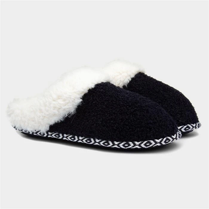 Totes Swept Back Womens Navy Bobble Mule Slipper 7 Totes Swept Back Womens Navy Bobble Mule Slipper - Image 5