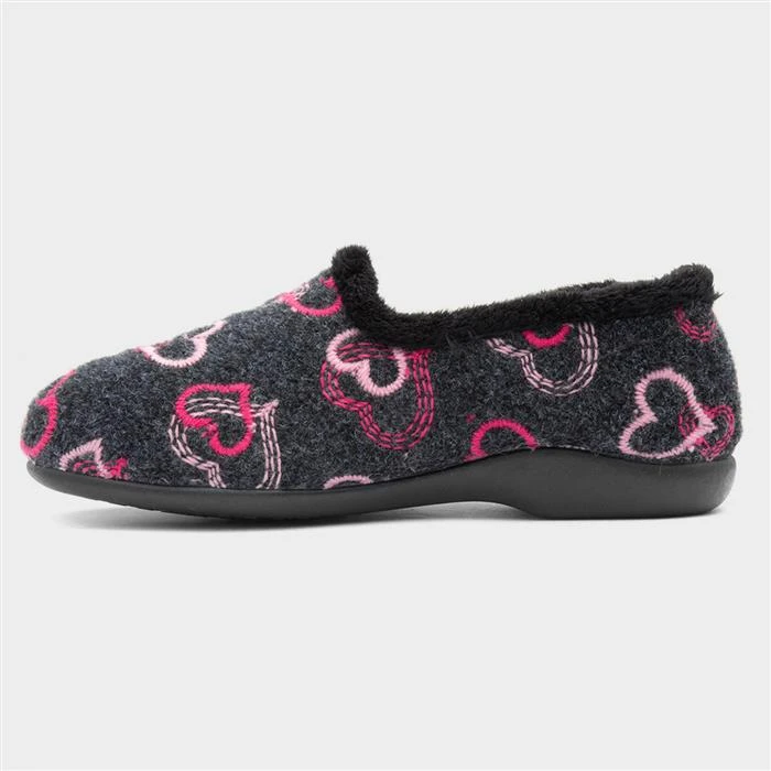 Lunar Jolly Heart Womens Black Slipper 4 Lunar Jolly Heart Womens Black Slipper - Image 2