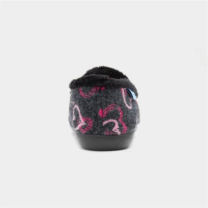 Lunar Jolly Heart Womens Black Slipper 5 Lunar Jolly Heart Womens Black Slipper - Image 3