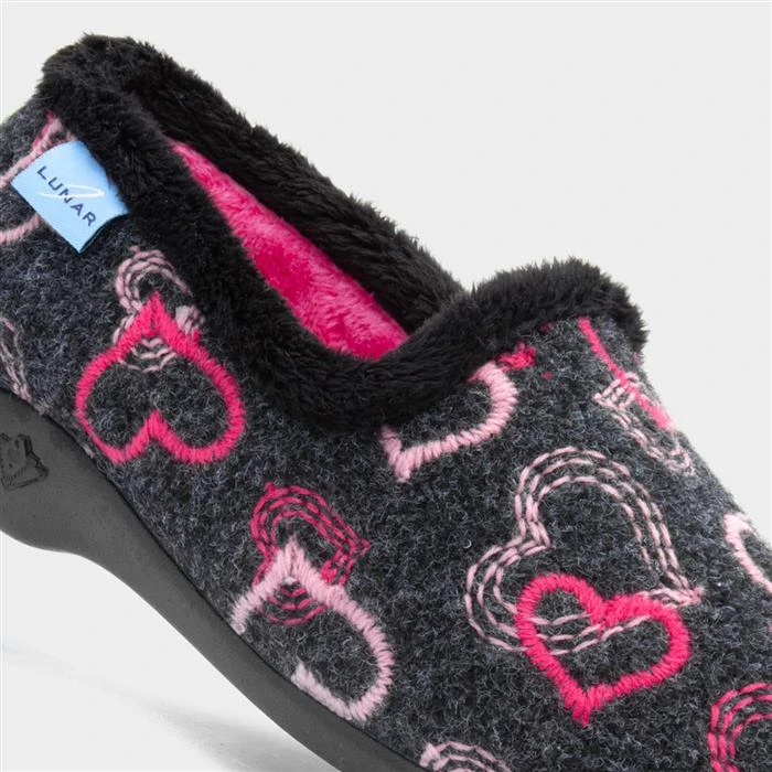 Lunar Jolly Heart Womens Black Slipper 6 Lunar Jolly Heart Womens Black Slipper - Image 4