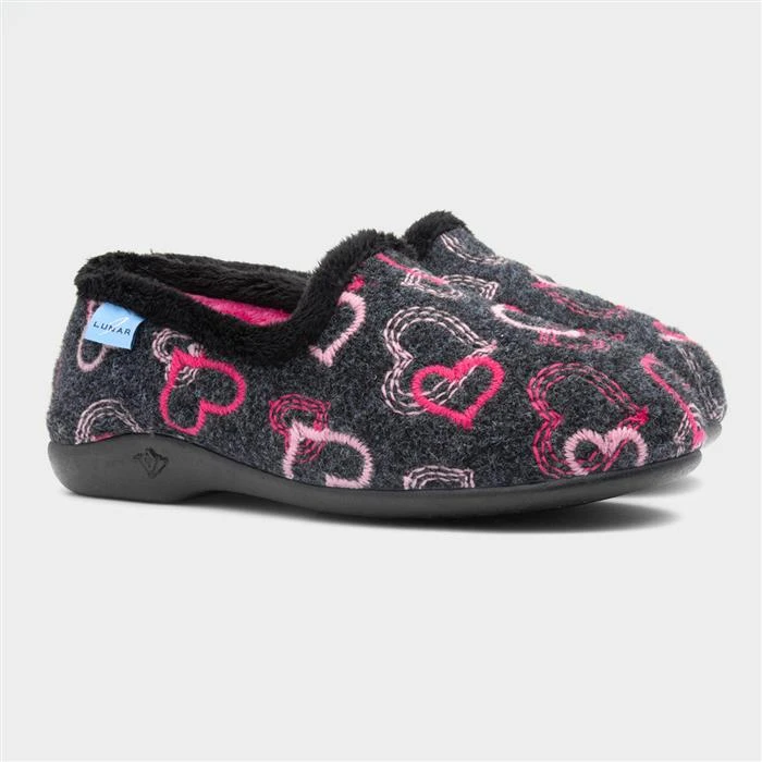 Lunar Jolly Heart Womens Black Slipper 7 Lunar Jolly Heart Womens Black Slipper - Image 5