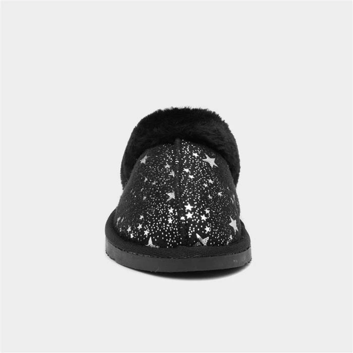 Jo & Joe Tiggi Womens Black Star Mule Slippers 3 Jo & Joe Tiggi Womens Black Star Mule Slippers