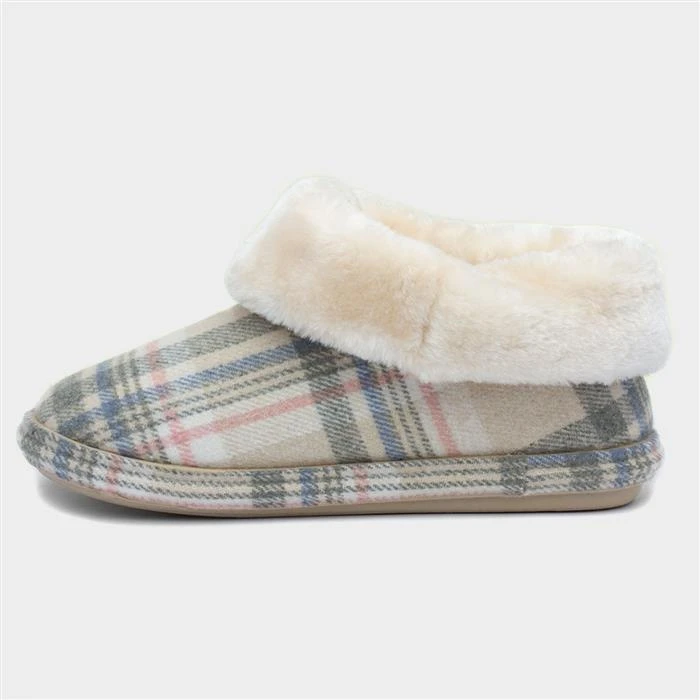 Jo & Joe Glenroyal Womens Oatmeal Tartan Bootie 4 Jo & Joe Glenroyal Womens Oatmeal Tartan Bootie - Image 2