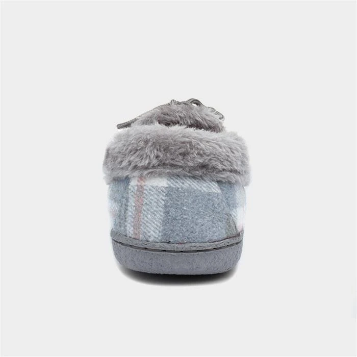 Jo & Joe Pembroke Womens Grey Tartan Moccasin 5 Jo & Joe Pembroke Womens Grey Tartan Moccasin - Image 3