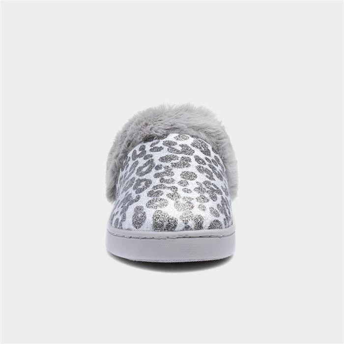 Jo & Joe Lexi Womens Grey Leopard Print Slippers 3 Jo & Joe Lexi Womens Grey Leopard Print Slippers