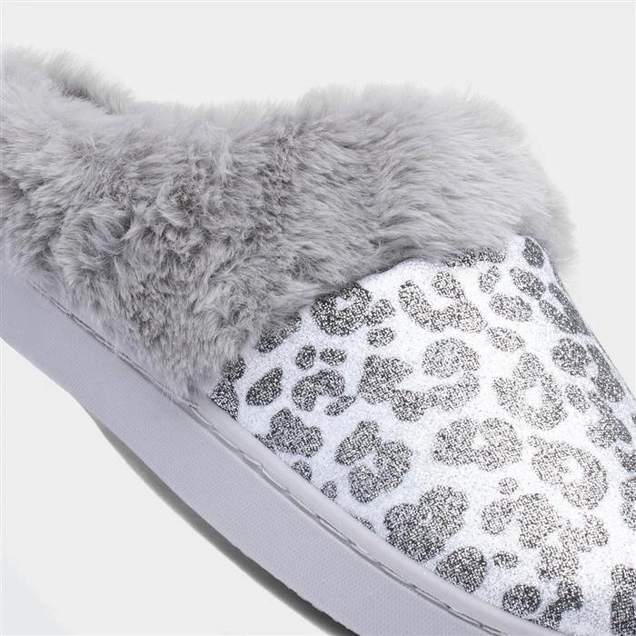 Jo & Joe Lexi Womens Grey Leopard Print Slippers 6 Jo & Joe Lexi Womens Grey Leopard Print Slippers - Image 4