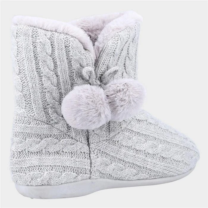 Fleet & Foster Apple Womens Grey Bootie Slipper 4 Fleet & Foster Apple Womens Grey Bootie Slipper - Image 2