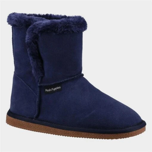 Hush Puppies Ashleigh Womens Blue Suede Bootie -UK Shoe Sales 2024 699568 3 L02.20230119000853